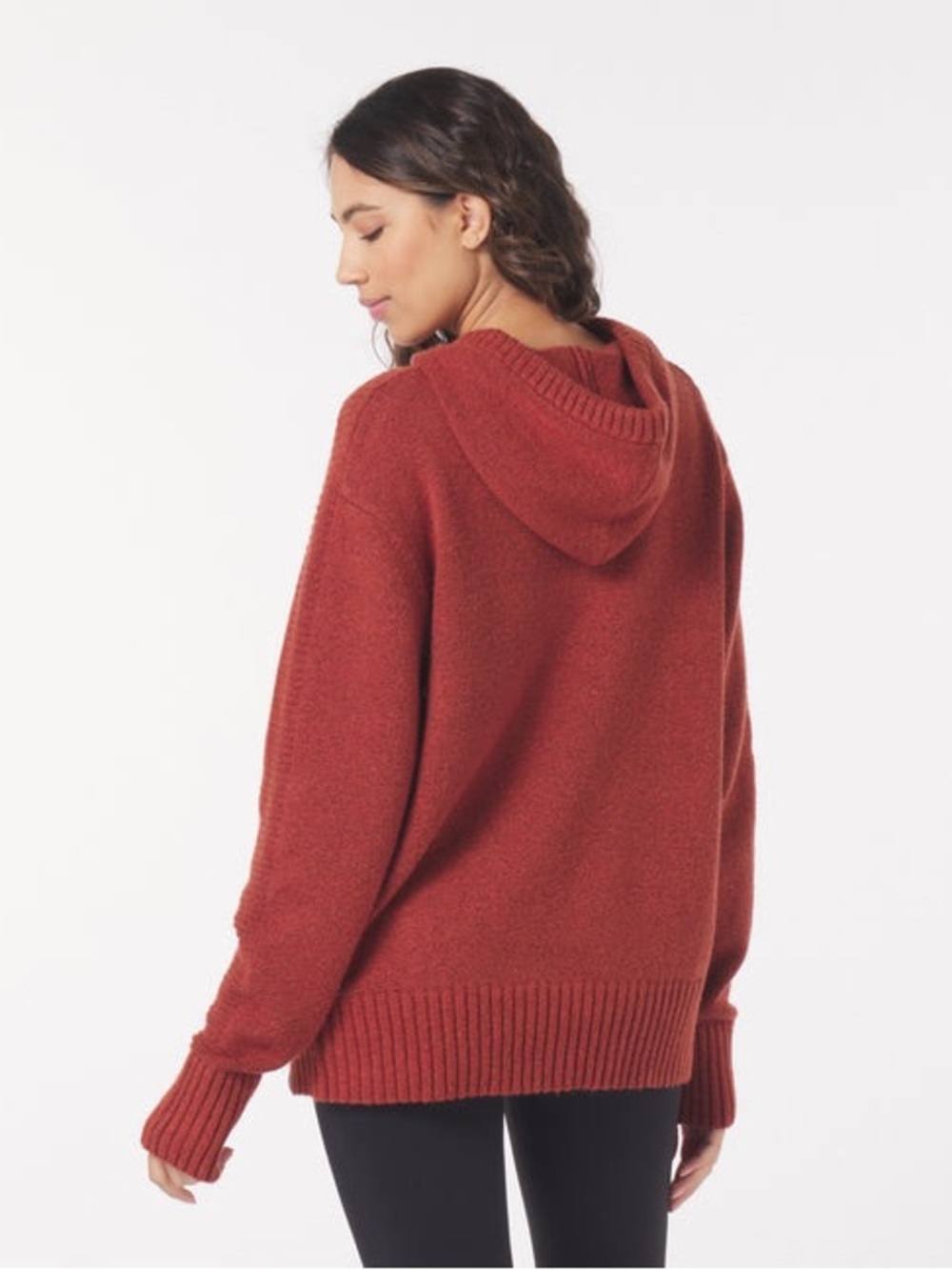 Glyder Unisex Knit Up Hoodie in Brick Red, Size Medium for Men and Women - Picture 4 of 13